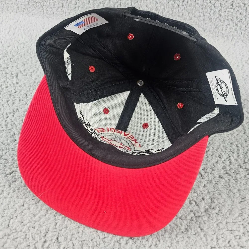 Vintage Chevy Racing Hat Black Checkered Flag USA Made 90s Y2K Chevrolet NASCAR
